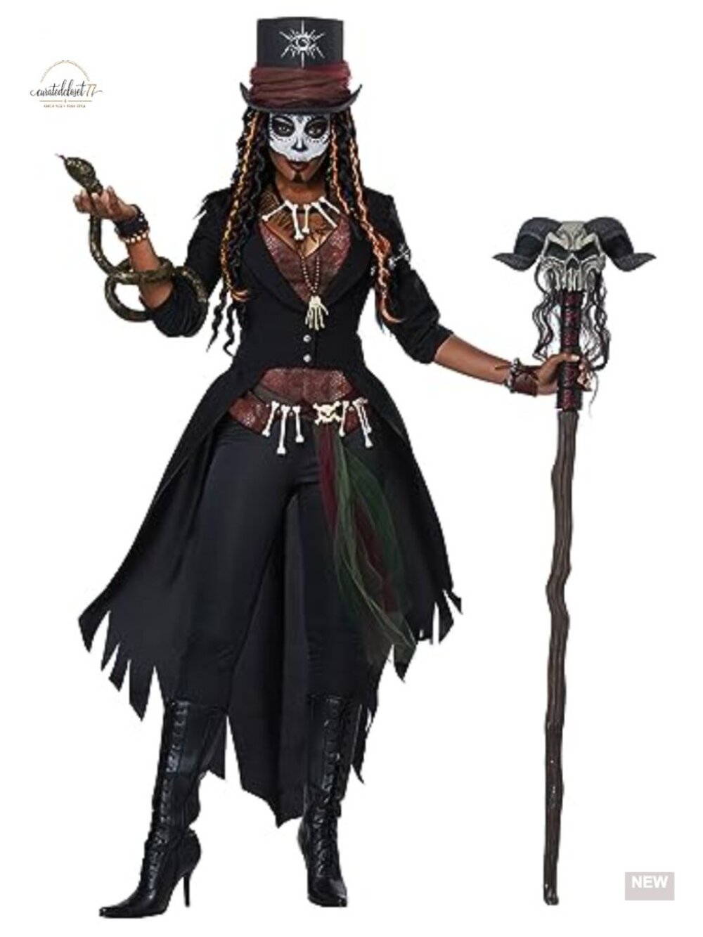 Voodoo Witch Doctor Halloween Costume Large 7-Piece Set